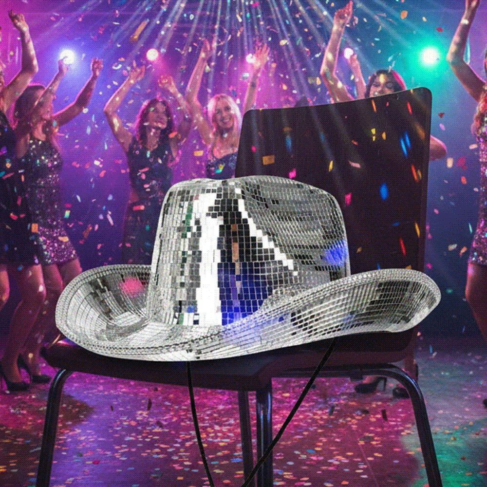 Chapeau de Cowboy Boule à Facettes Disco