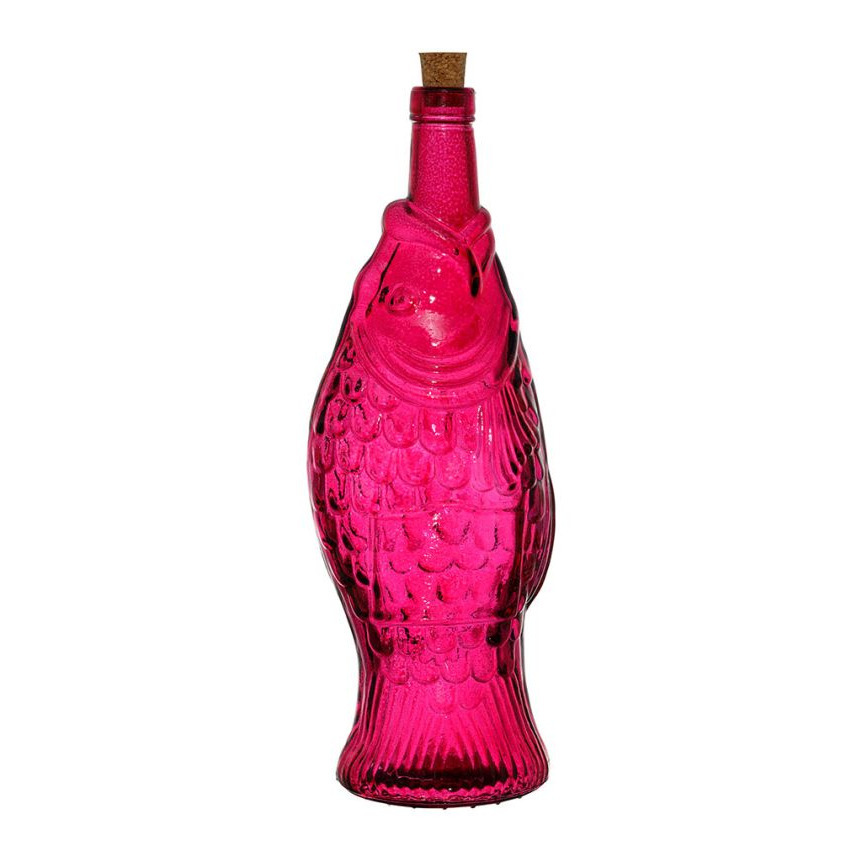 Bouteille Poisson en verre Rose Fuchsia