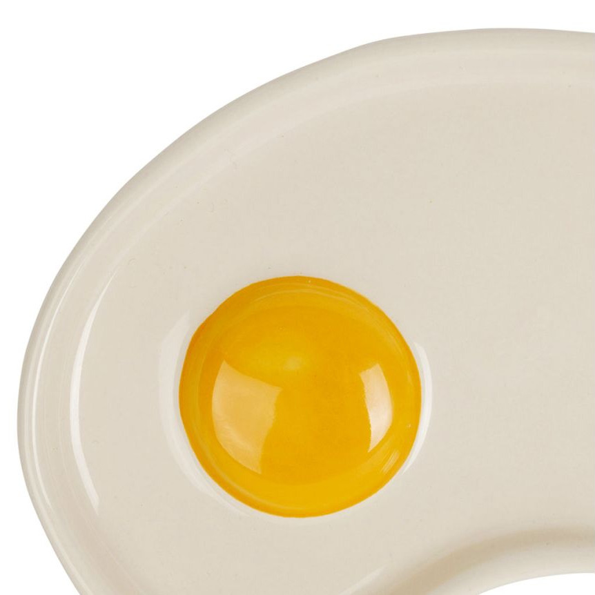 Assiette Œuf au Plat Blanc Jaune | Grès Émaillé Design - 467886 - 17cm