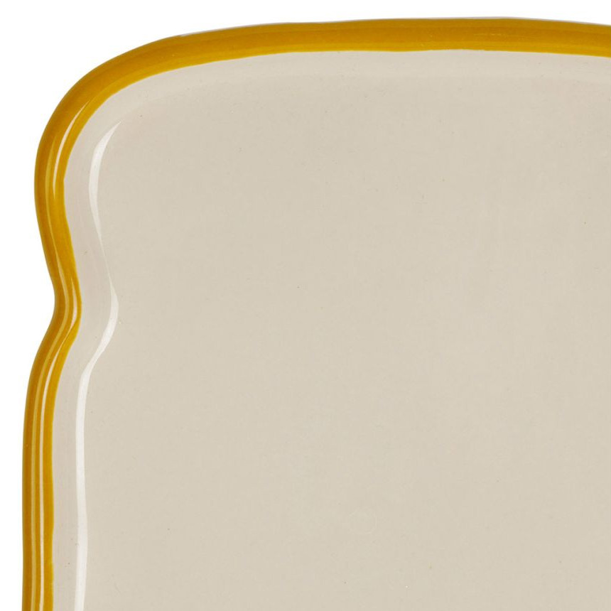 Assiette Tranche de Pain Écru Tartine Grès Émaillé Design - 467885 - 14cm