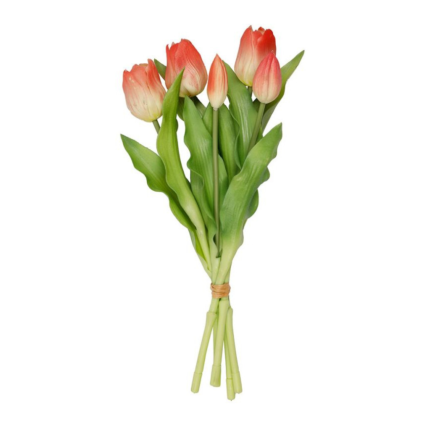 Bouquet de fleurs artificielles Tulipes Orange - Décoration florale artificielle - 35cm
