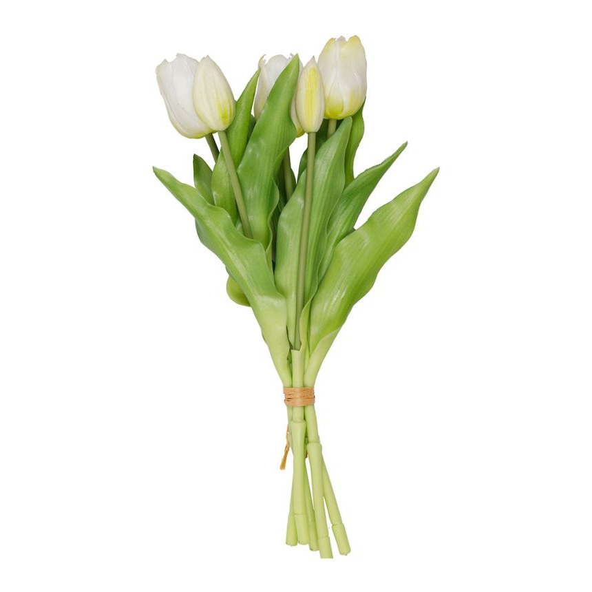 Bouquet de fleurs artificielles Tulipes Blanches - Décoration florale artificielle - 35cm