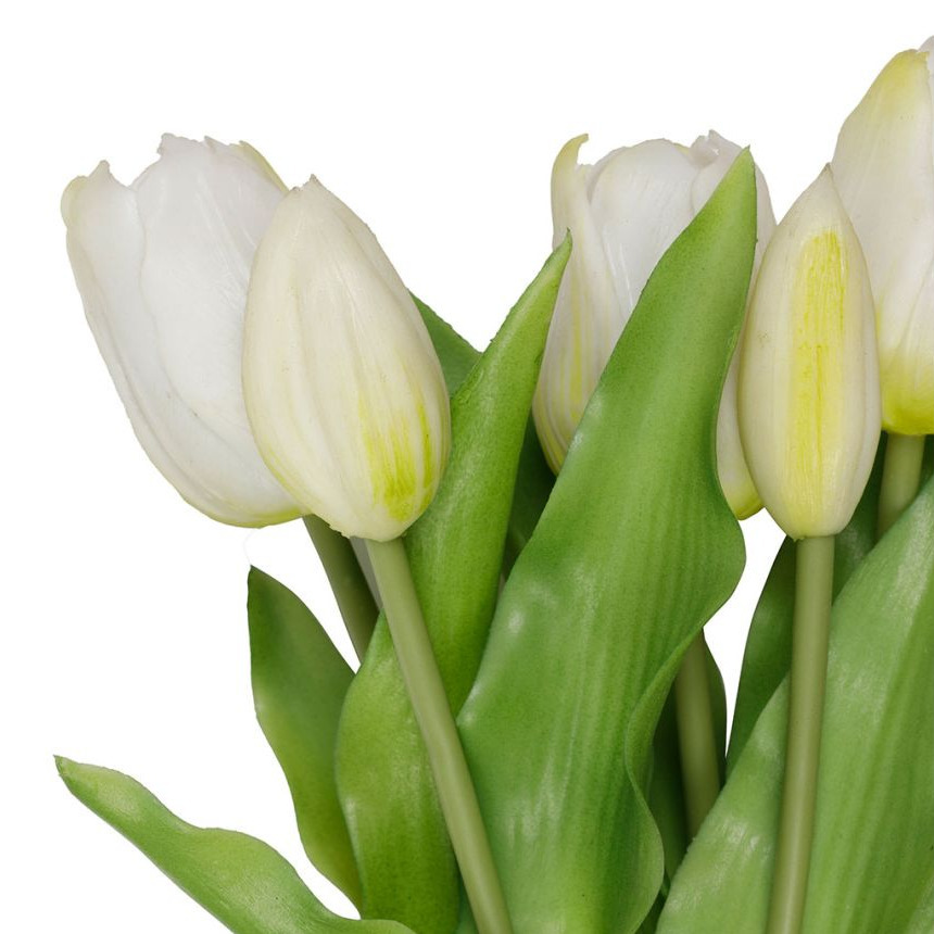 Bouquet de fleurs artificielles Tulipes Blanches - Décoration florale artificielle - 35cm