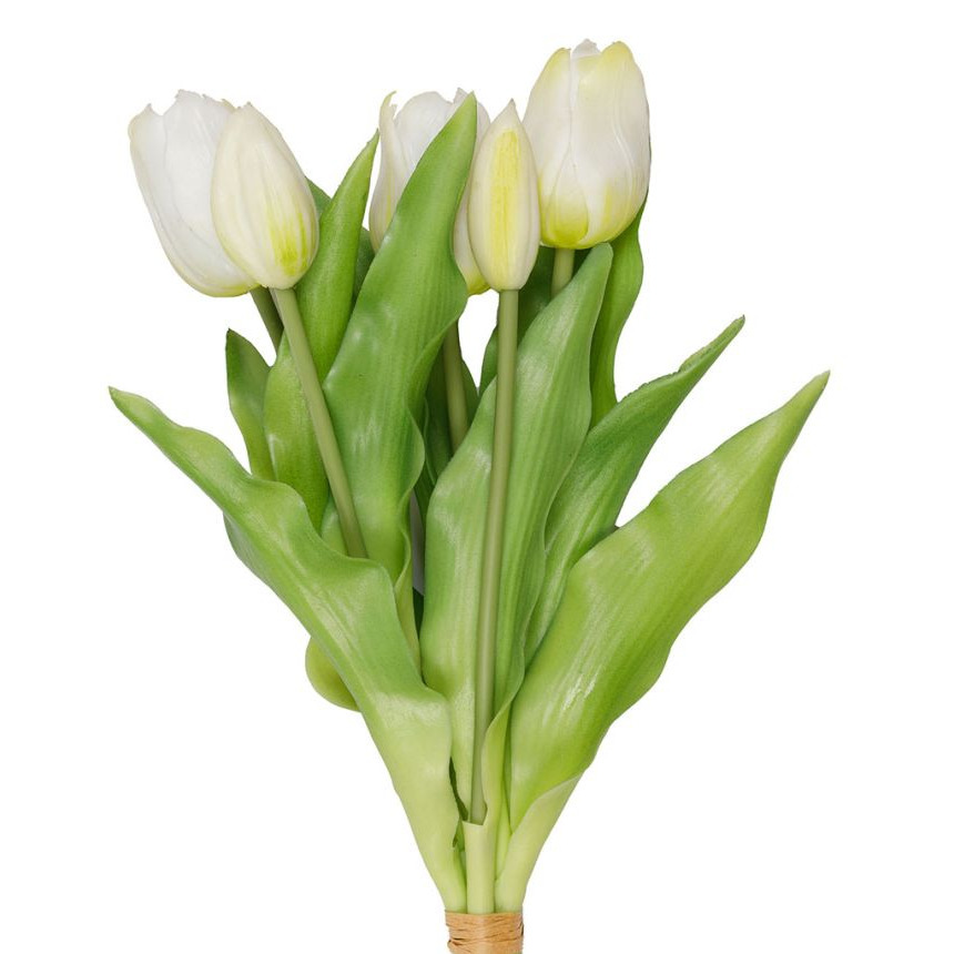 Bouquet de fleurs artificielles Tulipes Blanches - Décoration florale artificielle - 35cm