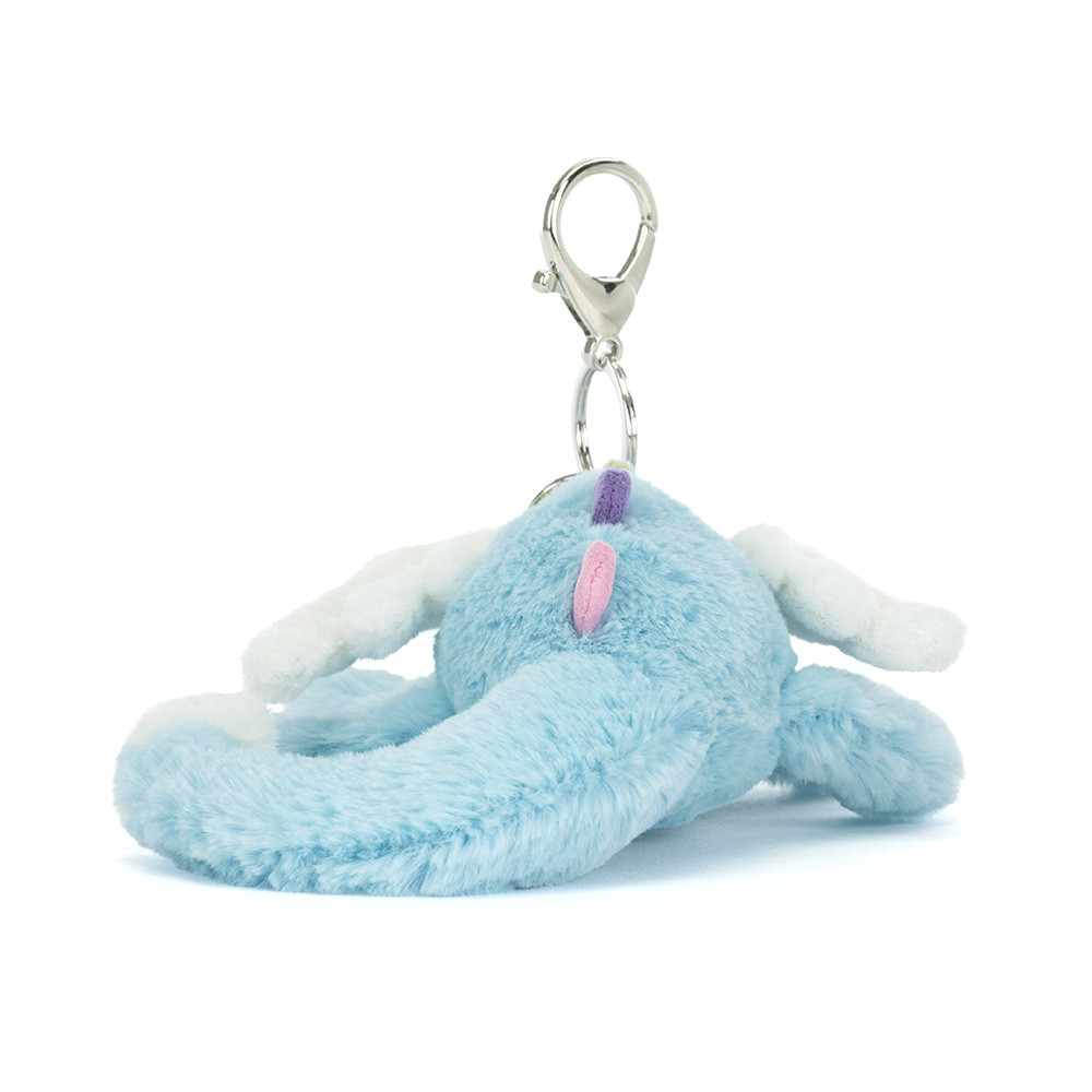Porte-clés peluche Dragon Céleste Jellycat Sky Dragon bleu et argent