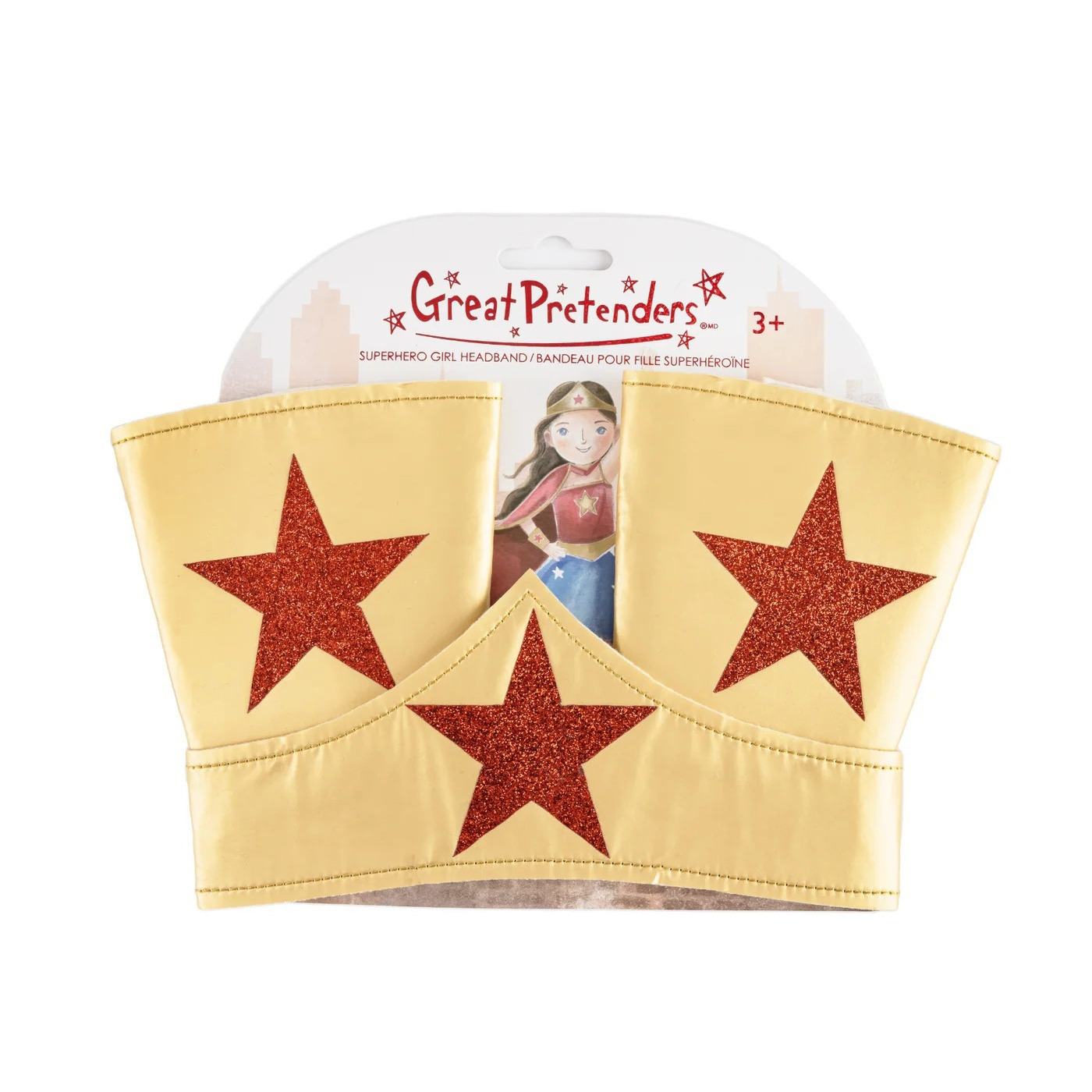 Accessoires costume enfant - Bandeau et Poignets de Super-Héroïne Dorés - Set de 3 Pièces