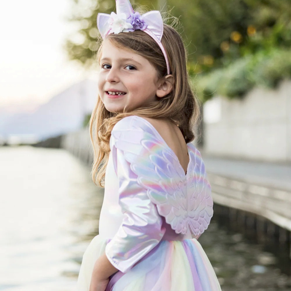 Déguisement enfant Robe Licorne avec Ailes et Serre-tête 5/6 ans