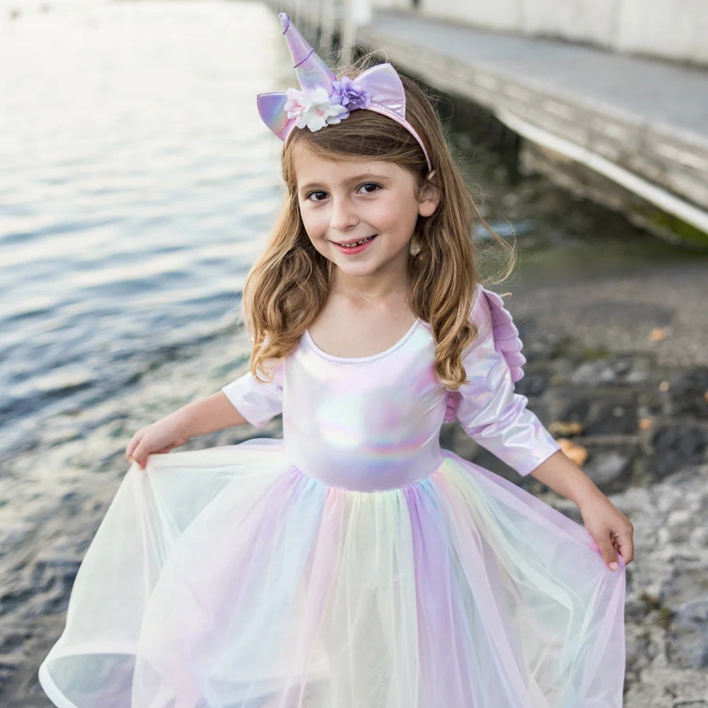 Robe Licorne avec Ailes et Serre-tête 5/6 ans
