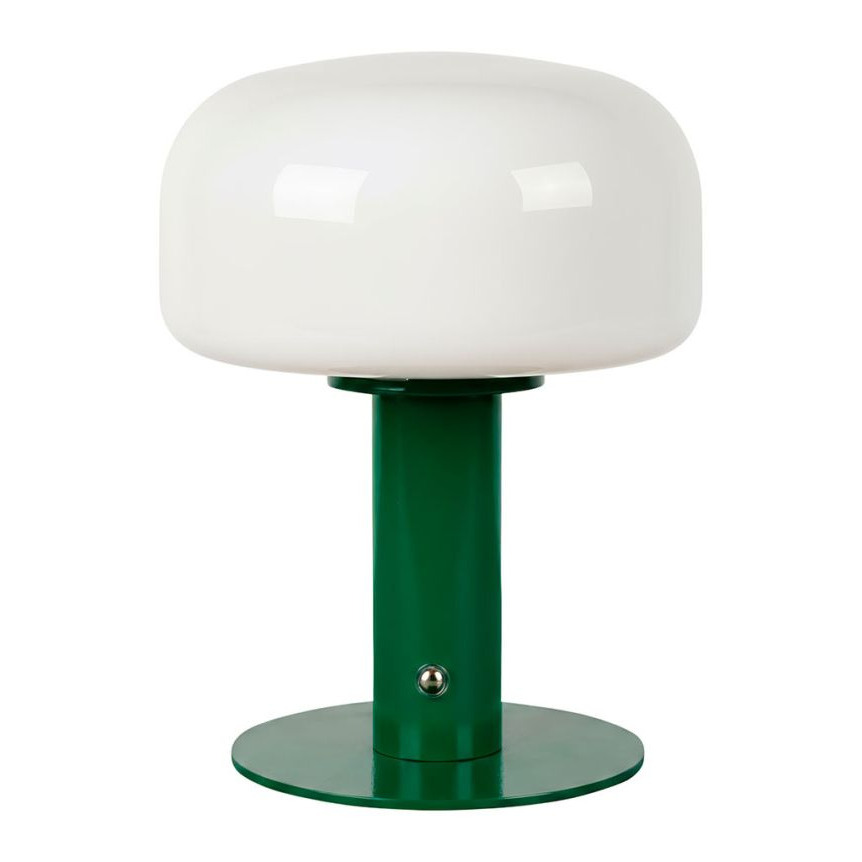 Dahna Lampe LED tactile rétro 70 en métal blanc et vert - D15 x H21 cm
