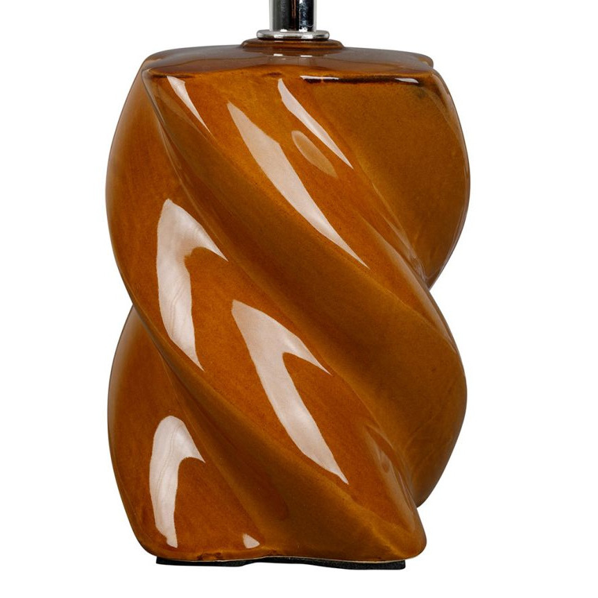 Nira Lampe torsadée en céramique camel et blanc - D15,5 x H31,5 cm