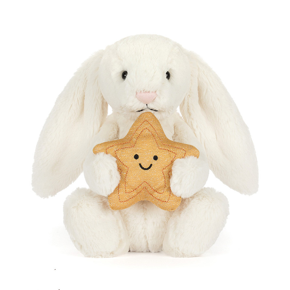 Peluche Jellycat Lapin Crème avec Étoile - Bashful Cream Bunny with Star - BB3STAR 31cm