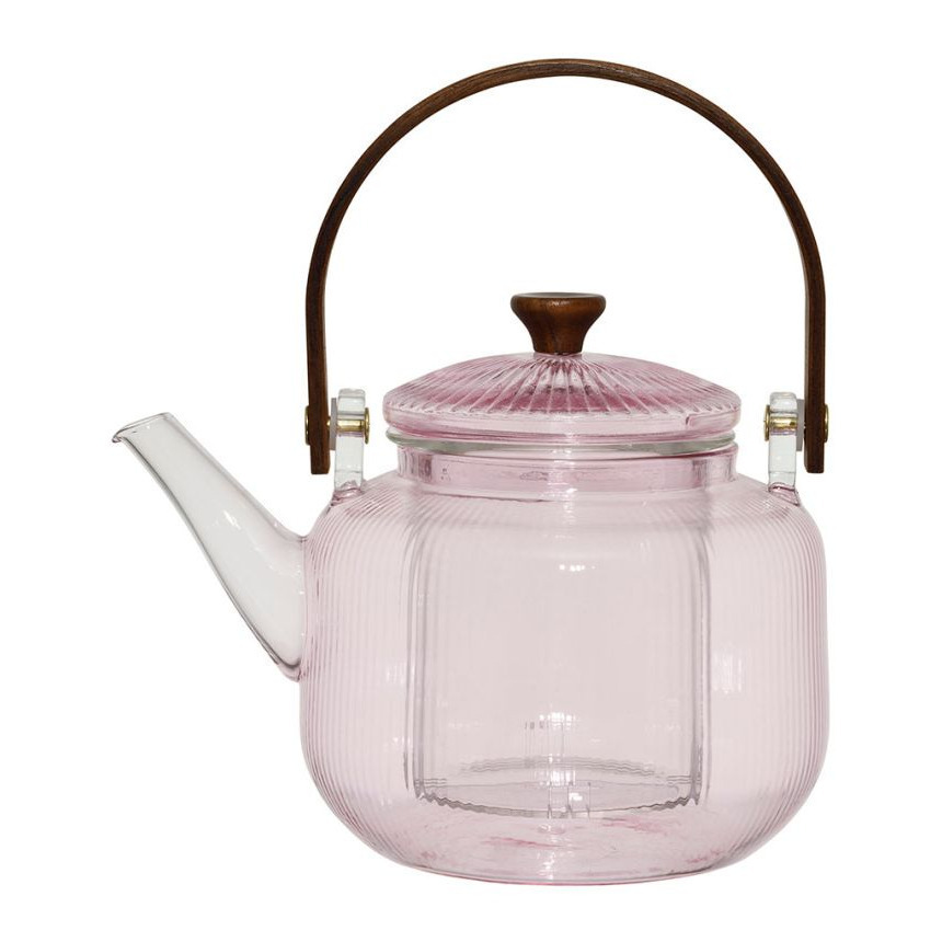 Théière Striée avec filtre Dilacia 85cl en verre borosilicate & Filtre - Rose