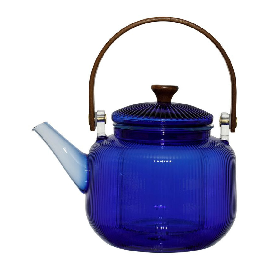 Théière Striée avec filtre Dilacia 85cl en verre borosilicate & Filtre - Bleu intense