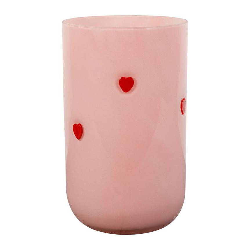 Vase Amour avec coeurs en verre rose et rouge 21 cm