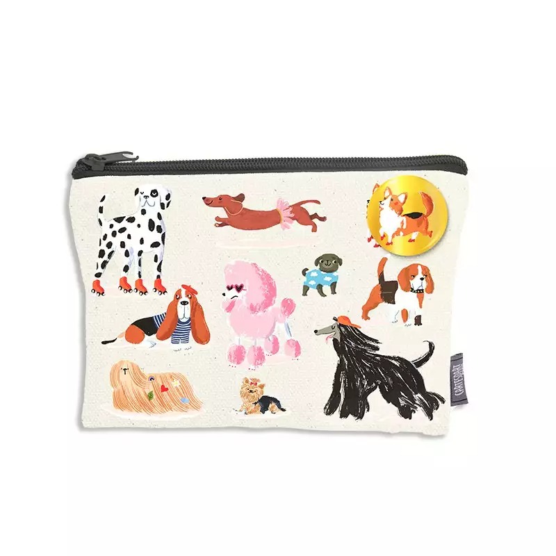 Trousse en coton et badge Les Cabots Chic – blanc et noir