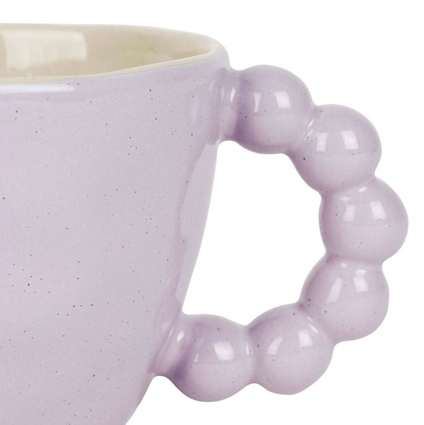 Tasse à thé en grès texturé - anse perlée - coloris mauve - 25 cl - ⌀ 9,5 × H 7 cm