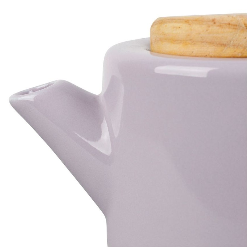 Théière filtrante en grès et bois dhévéa - coloris lilas - 90 cl - 20,5 × 12 × H 13,5 cm