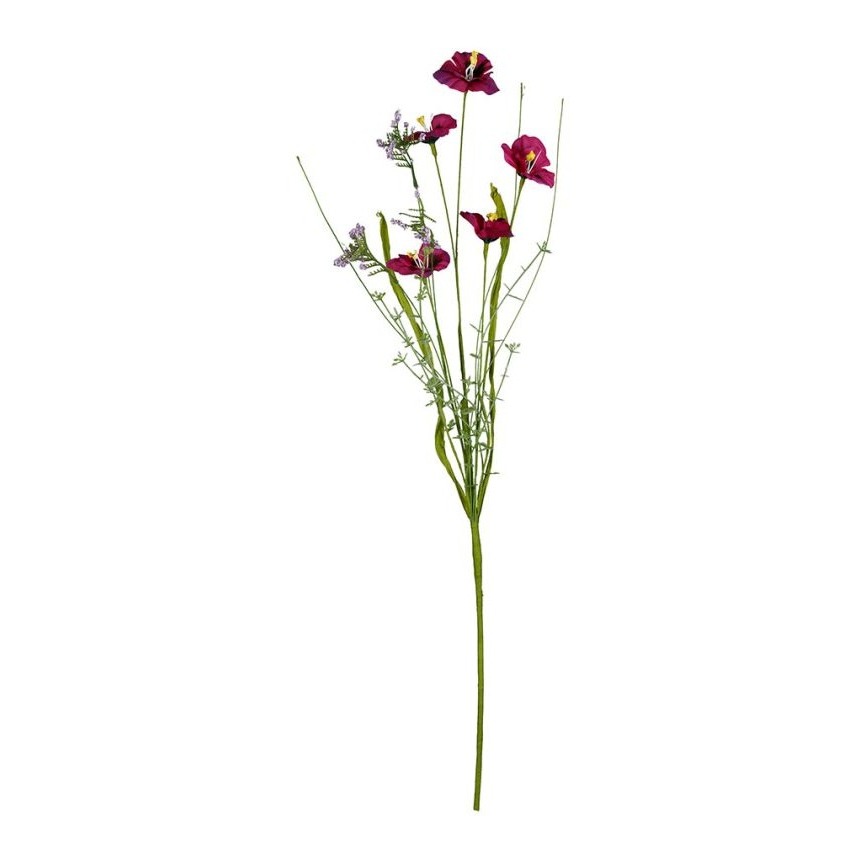 Bouquet de fleurs artificielles des champs - coloris fuchsia - H 64 cm - plastique, polyester et fil de fer