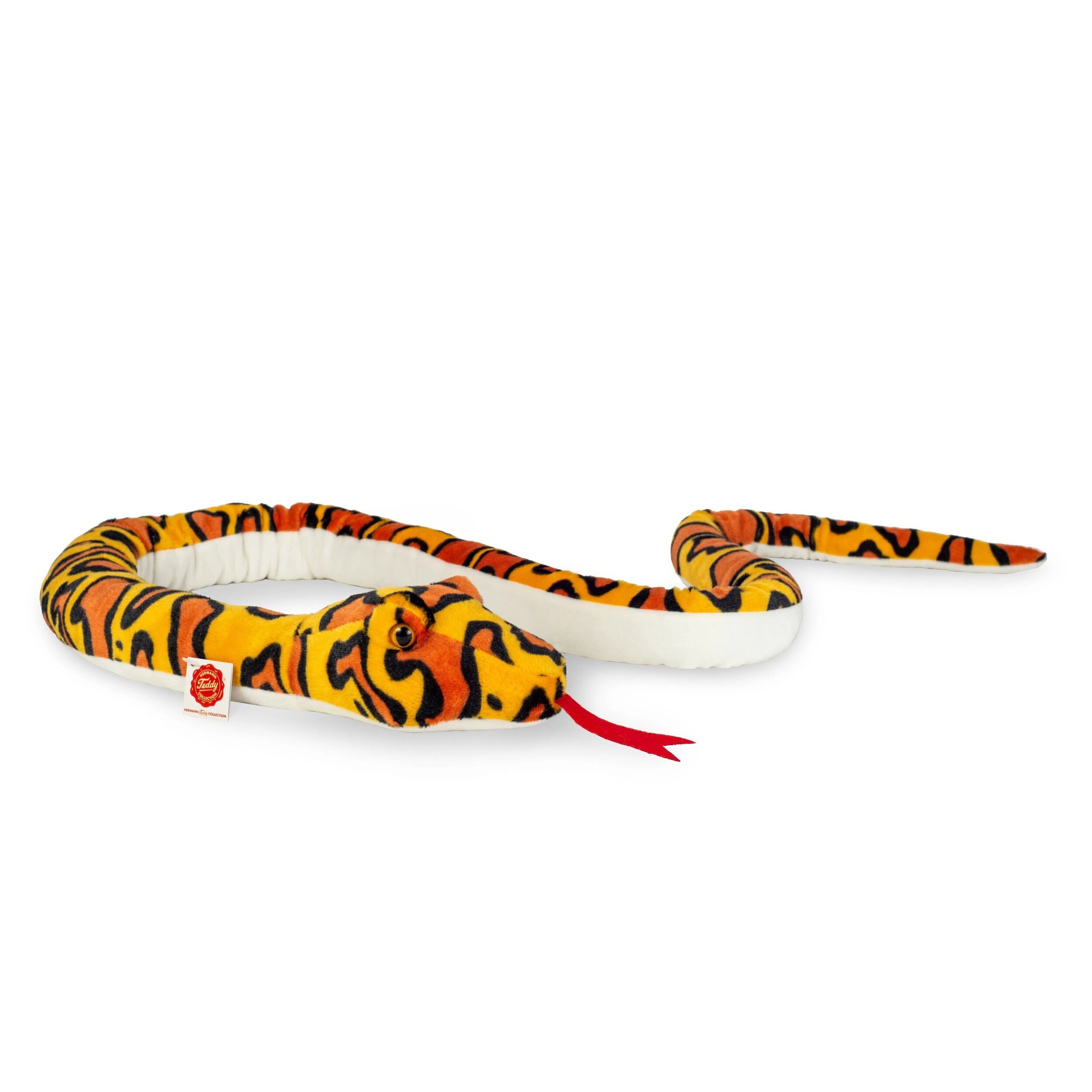 Peluche Serpent tigré orange et jaune - 175cm