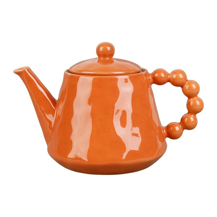 Théière en Grès avec anse perlée et filtre 1L - Terracotta moucheté