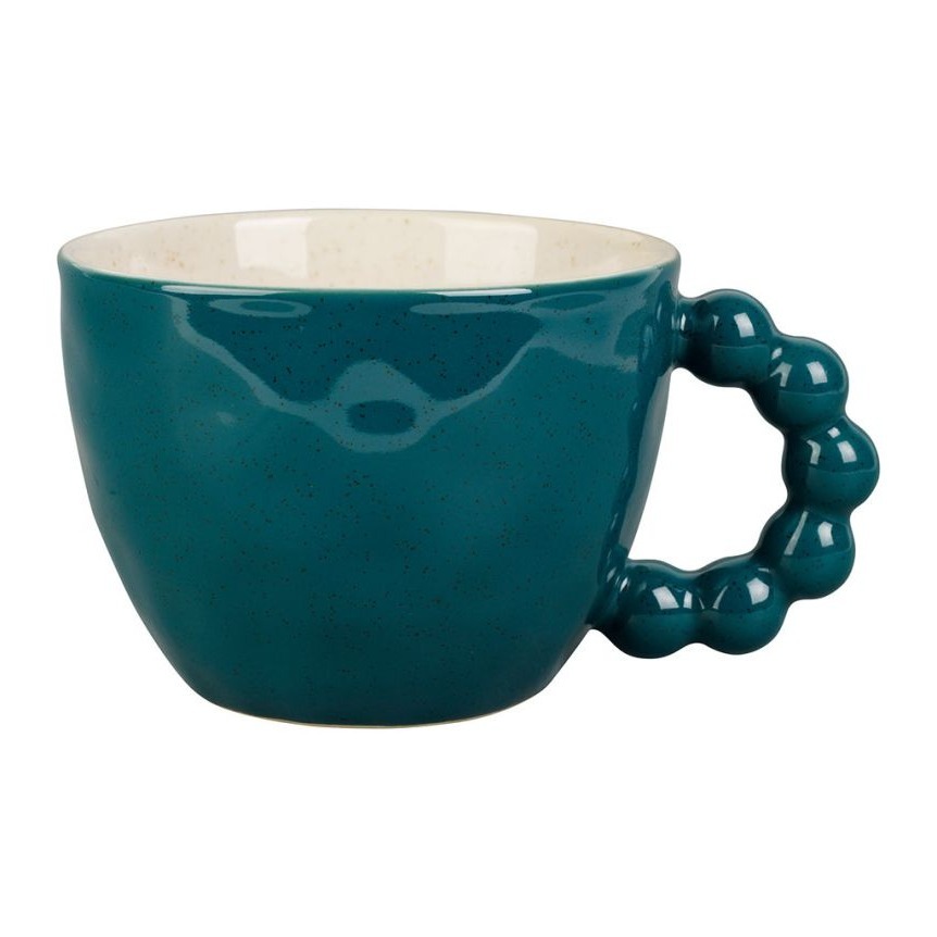 Tasse en Grès Organic avec anse perlée 50 cl - Emeraude moucheté