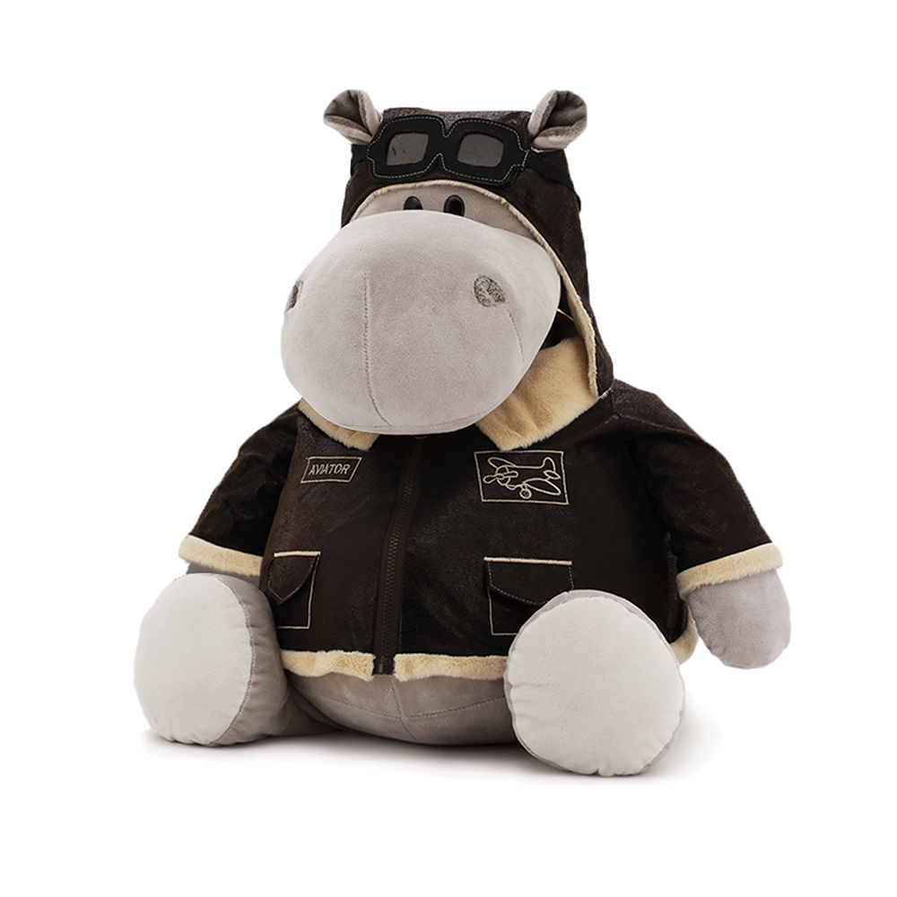 Peluche Hippopotame Po l\'Aviateur - 30 cm