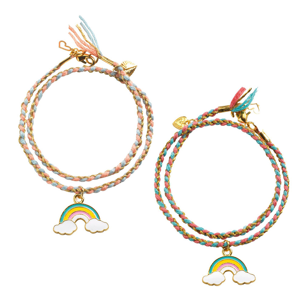 Duo de bracelets à fabriquer  - Kumihimo Arc-en-ciel