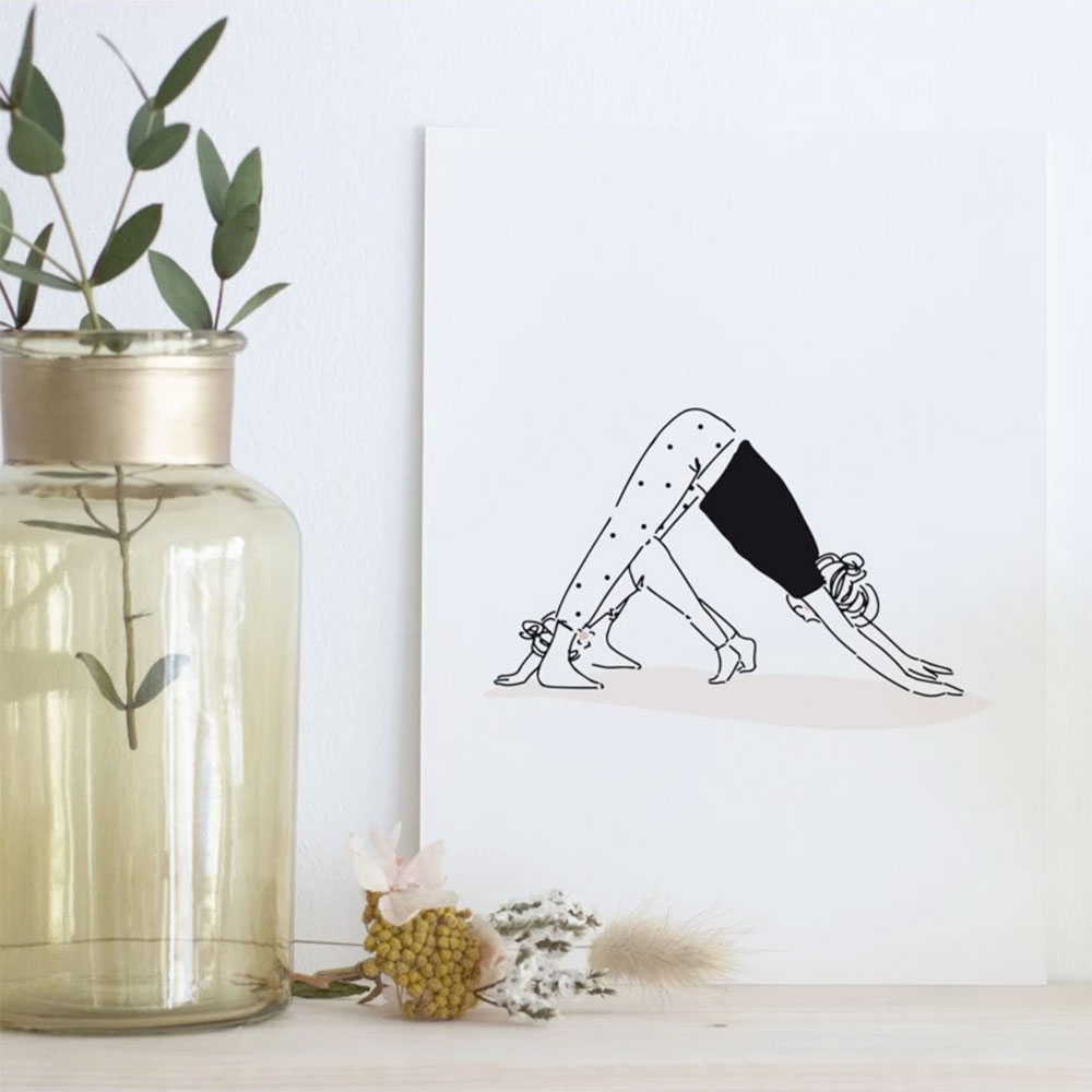 carte-postale-originale-decorative-yoga-chien-mere-fille