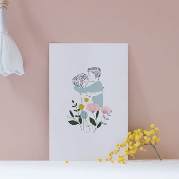 Carte Postale double Les Amoureux