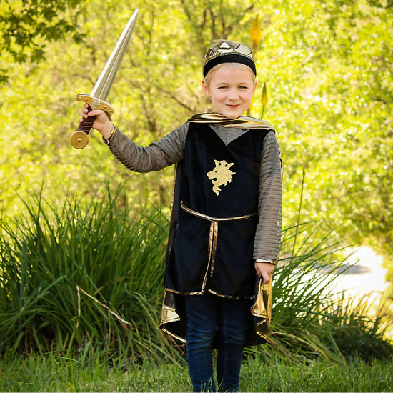 Déguisement enfant Chevalier doré - Tunique, cape et couronne - 7à     8 ans