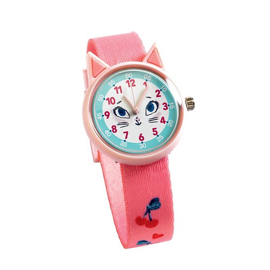 Montre enfant - Chat Rose