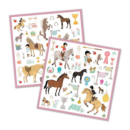 Pochette de 160 Stickers papier - Chevaux