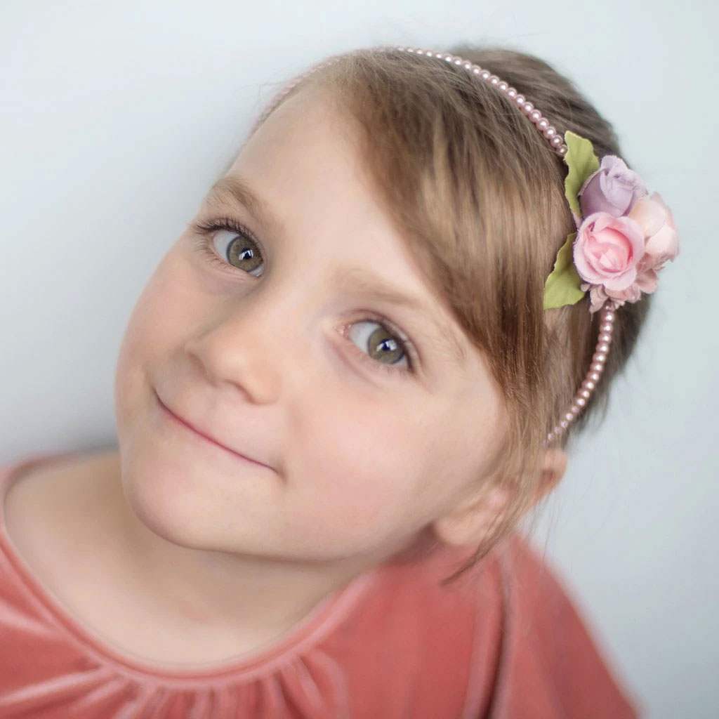 Rose Fleur Perle Bandeau pour Cheveux Bébé Enfants Fille Bijoux de Cheveux  Rose