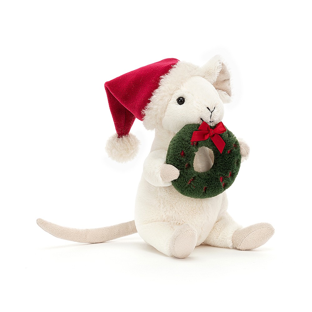 Peluche Jellycat Souris avec couronne de noel - Merry Mouse Wreath - MER3W 18 cm
