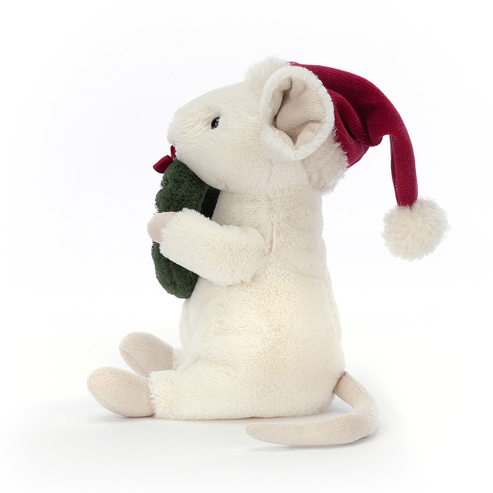 Peluche Jellycat Souris avec couronne de noel - Merry Mouse Wreath - MER3W 18 cm2