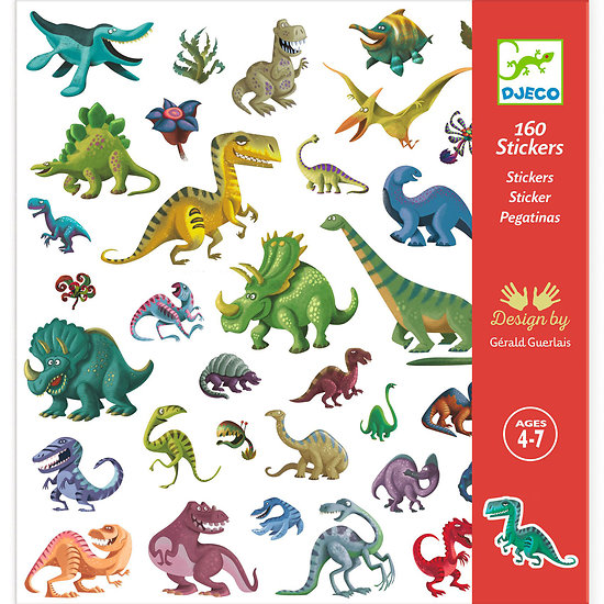 Pochette de 160 Stickers papier - Dinosaures