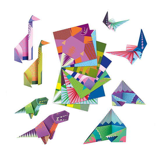 24 feuilles Papiers Origami Dinosaures -  20x20cm