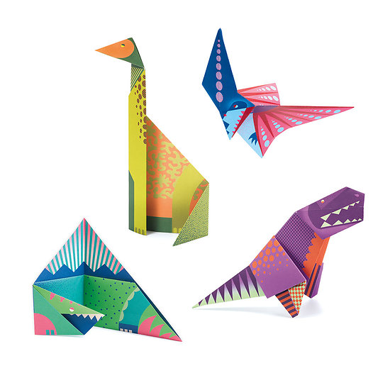 24 feuilles Papiers Origami Dinosaures - 20x 20cm