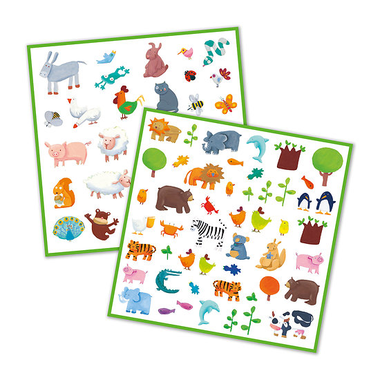 Pochette de 160 Stickers papier -  Animaux