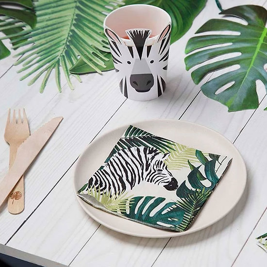 Gobelet carton déco Zèbre - Lot de 8
