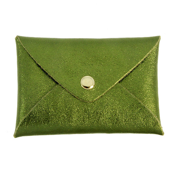 Porte cartes Origami cuir Irisé Vert Chrome