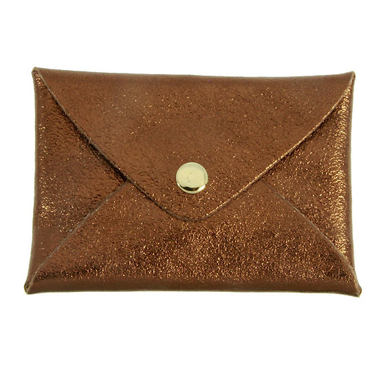 Porte cartes Origami cuir Irisé Marron Noisette