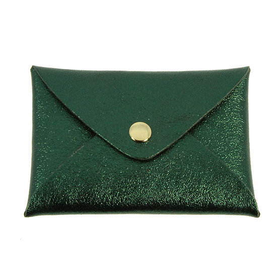 Porte cartes Origami cuir Irisé Vert