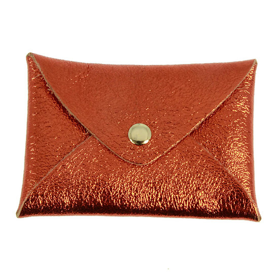 Porte cartes Origami cuir Irisé Orange