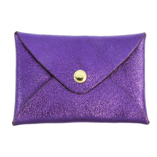 Porte cartes Origami cuir Irisé Violet