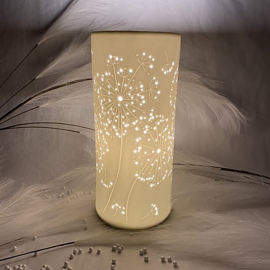 Lampe porcelaine blanche décorative ajourée à poser - Dandelion
