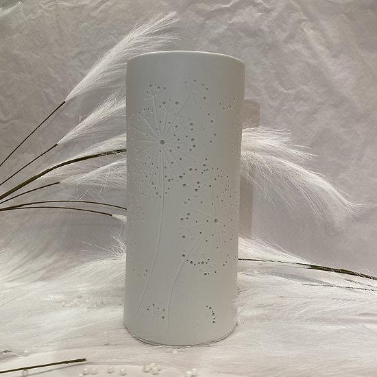 Lampe porcelaine blanche décorative  ajourée à poser - Dandelion