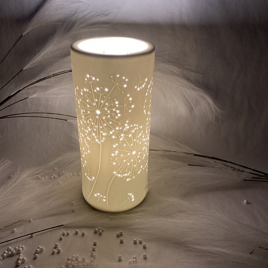Lampe porcelaine blanche décorative ajourée à poser  - Dandelion
