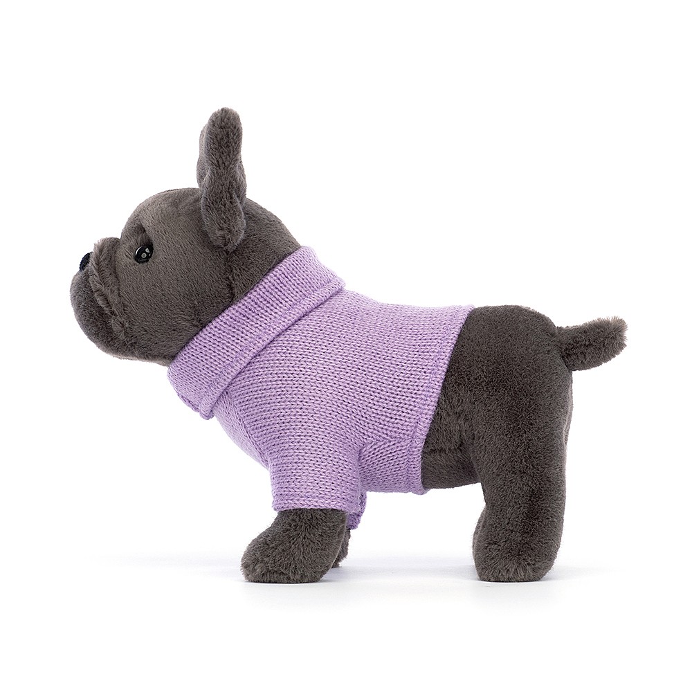Peluche Jellycat Chien - Sweater French Bulldog Purple - S3FDP  19 cm
