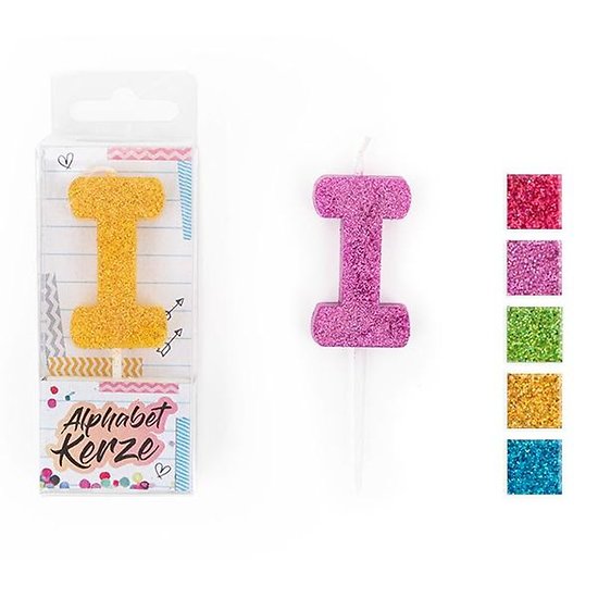 Bougie anniversaire lettre i - Couleur aléatoire